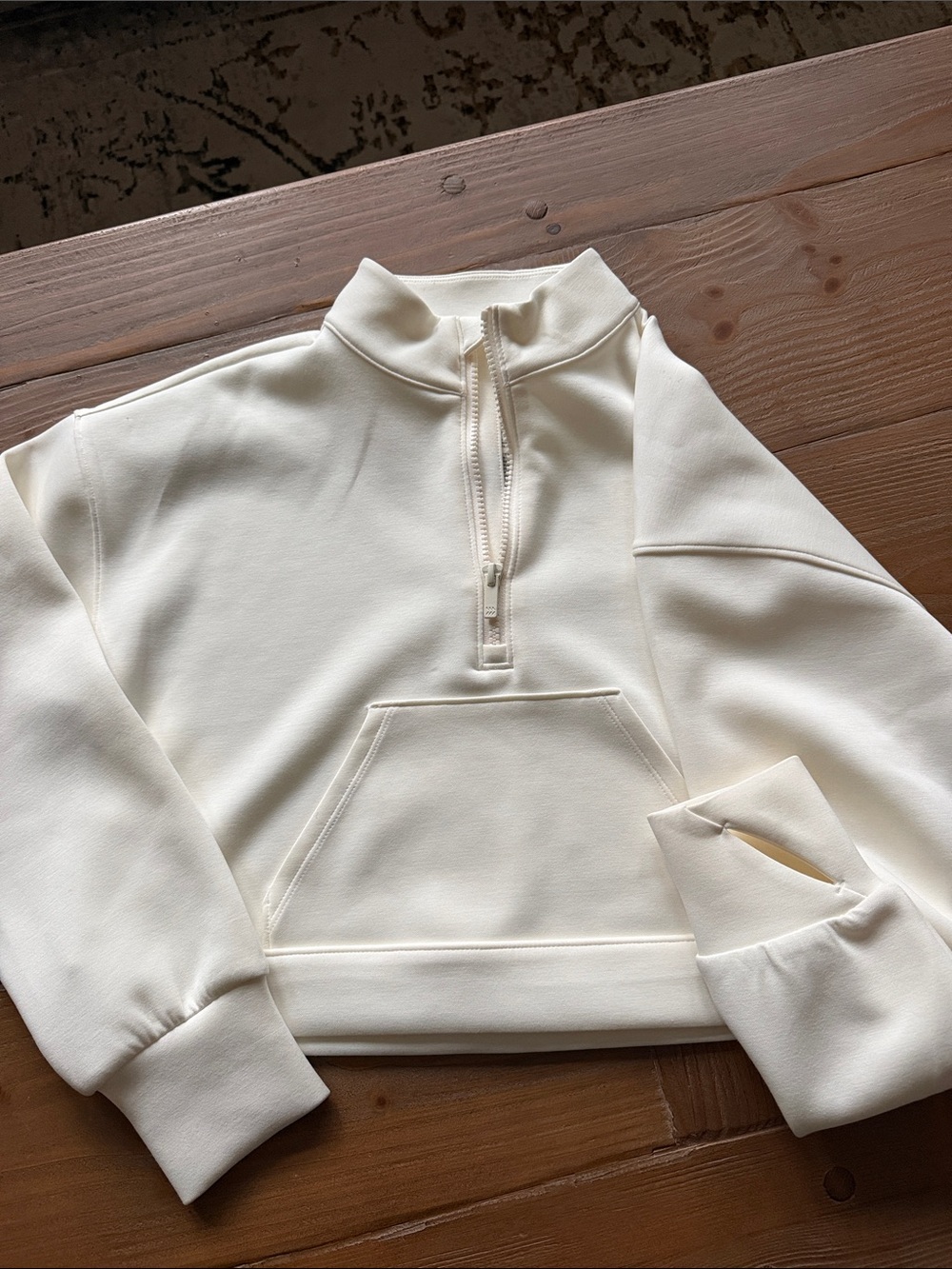 Girls Cream Half-Zip Pullover